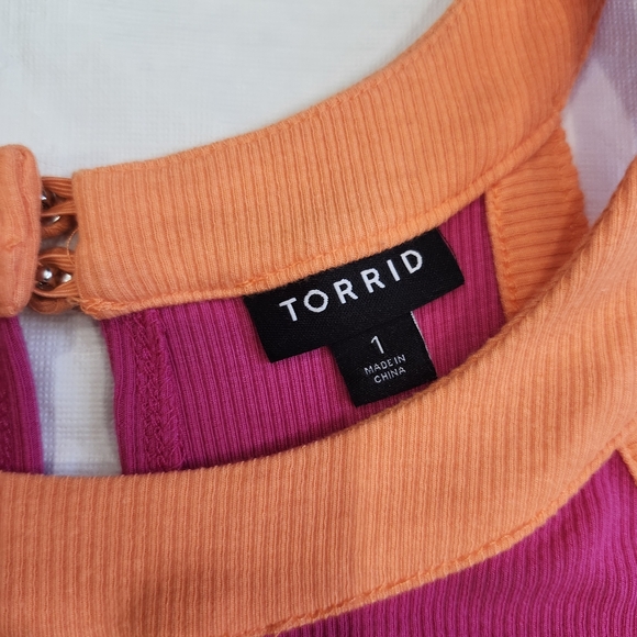 Torrid Size 1X Stylish Pink and Orange Sleeveless Dress - Picture 6 of 9